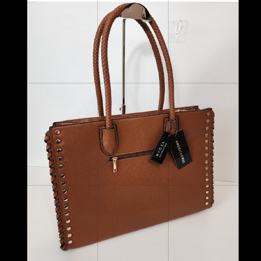 SOLD***NEW American BEE Purse Vegan Leather Brown Color